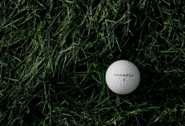 golf-ball-sitting-on-dark-green-grass