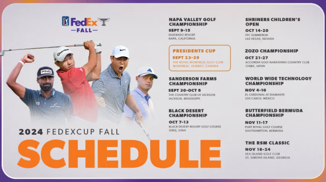 Discover the 2024 PGA Tour Fall Schedule, incl. Presidents Cup & new Black Desert Championship, shaping the race for FedEx Cup eligibility.